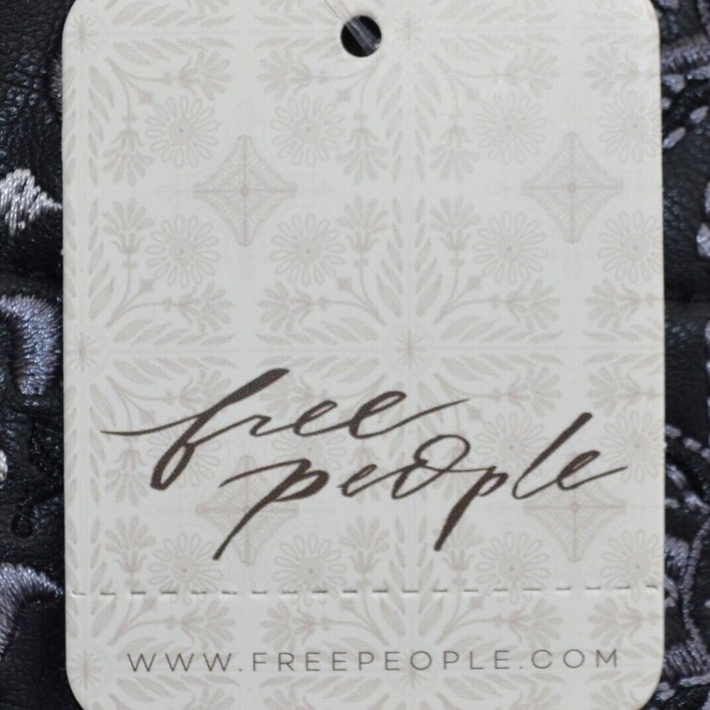 NWT Free People Shorts Raise The Stakes Black Faux Leather Embroidered $128 - Picture 7 of 7